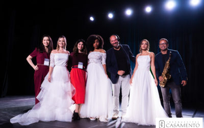 Desfile: vestidos de noiva assinado pela estilista Marcela Abdalla ao som do Dj Rafael Justen e Felipe Pimenta no sax