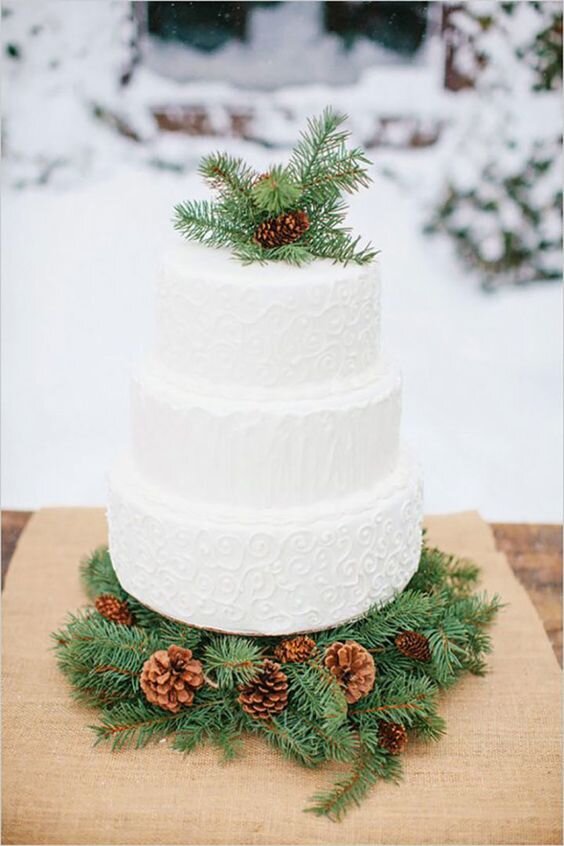 Decoração para casamento inspirada no Natal: bolo de casamento - Foto Pinterest