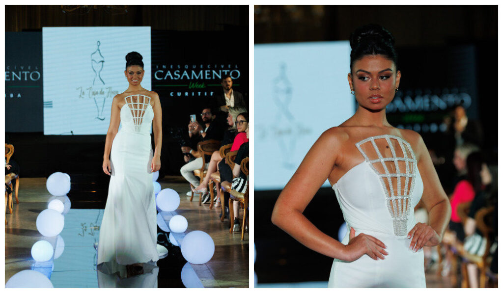 vestido d enoiva com aplicação geométrica -  Fotos: Adalberto Rodrigues
