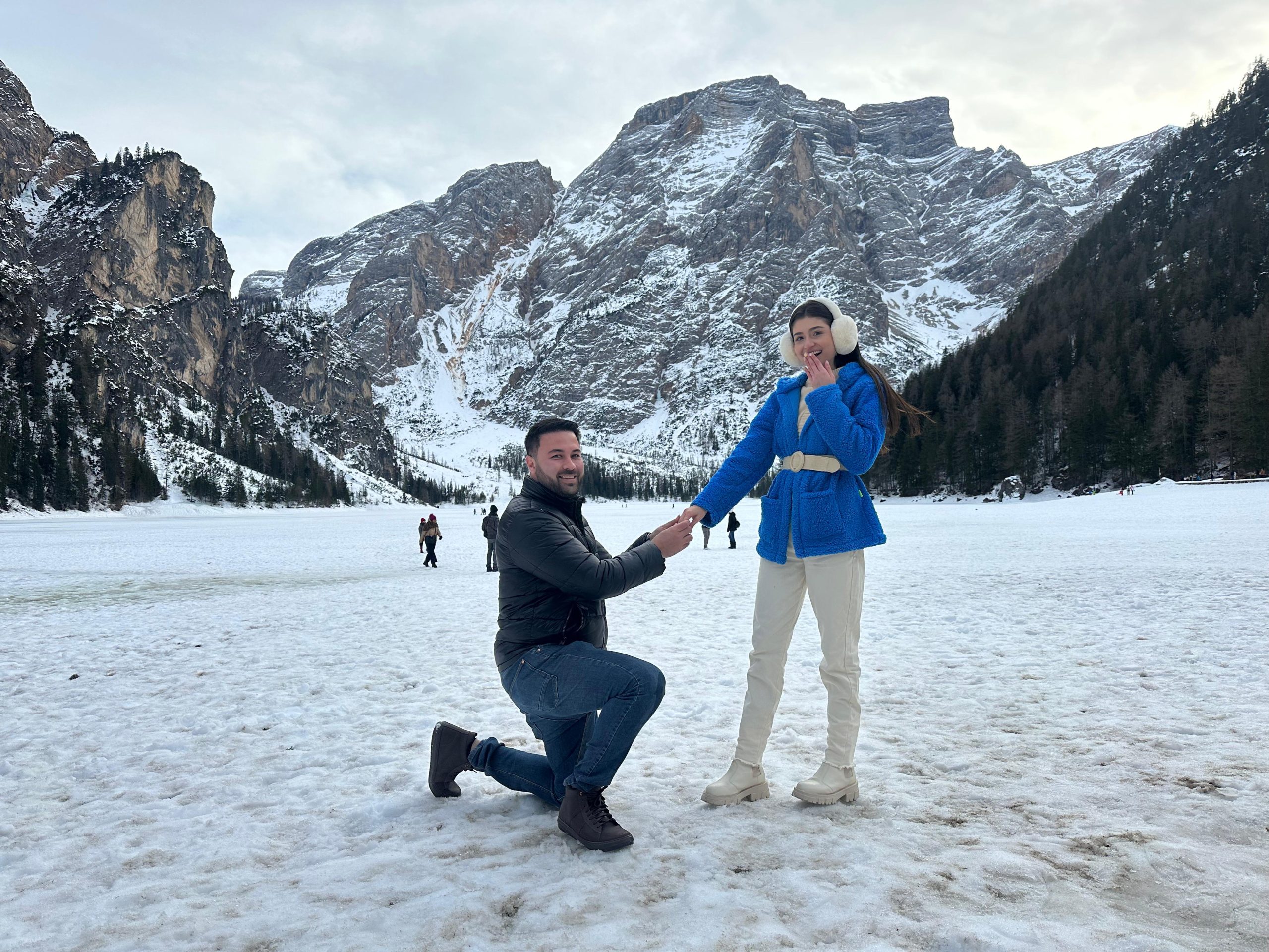 Pedido de casamento no Lago di Braies